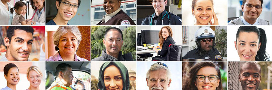 Picture containing several images of diverse San Francisco residents and City and County employees