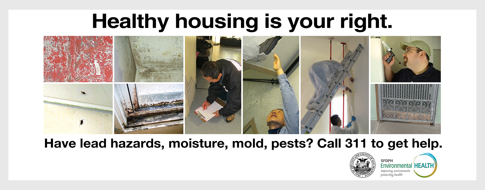 Healthy Housing is a right. If you have lead, moisture, mold or pests, call 311 to get help